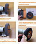 Collage showing 6 Inch Nylon Fiber Buffing Wheel 5P Hardness For Bench Grinder Polishing Copper Aluminum And Metal Like A Pro 180 Grit