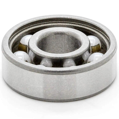 Top Shelf 608 Open Style Deep Groove Radial Ceramic Ball Bearings Bulk Pack Of One Hundred Silicon Nitride Rings Measuring 8 By 22 By 7 Mm close-up view