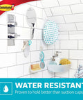 Large Designer Bath Hook With Water Resistant Strips for Ultimate Bathroom Organization in modern shower setting.
