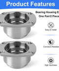Heavy Duty 9 Inch Bearing Housing Pair For Ford Slide Over 3 Inch Axle Tubes CNC Machined Steel Ends With One Half Inch Threaded Bolt Holes Raw Finish Durable Replacement Set, pair of machined bearing housing ends