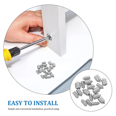 Stainless Steel Hex Socket Set Screws 40 Piece Cone Point M5x8mm M6x8mm Allen Head Hardware For Bathroom Towel Bar Mounting Easy Install Kit With Versatile Applications, installed in white panel
