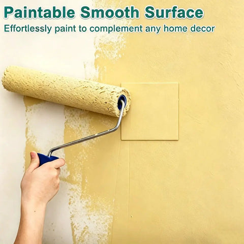 Dead Simple Push To Open Access Panel For Drywall And Ceiling Rust Resistant Waterproof Wall Hole Cover Plate With Hassle Free Snap Fit Assembly In Bright White being painted with a roller.