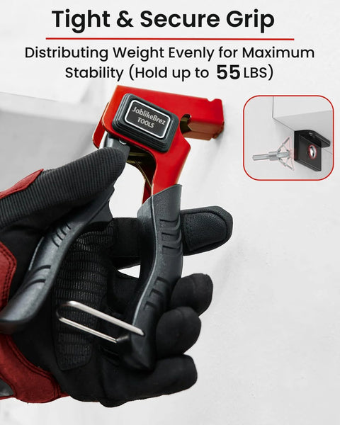 Close-up of tool using Molly Bolts For Drywall And Plaster Walls Range From 0.12 To 1.28 Inches, 34 Pieces In 3 Sizes, 55 lbs capacity.