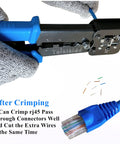RJ45 Pass Through Crimping Tool Kit For Cat6 Cat5e Cat5 With 50 RJ45 Pass Through Connectors And 50 Covers, Wire Stripper And Network Cable Tester