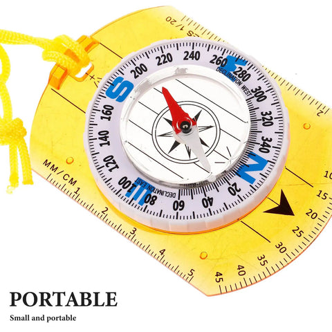 Trail Ready Orienteering Compass With Orange Lanyard High Precision Map Compass For Hiking And Backpacking shown close-up