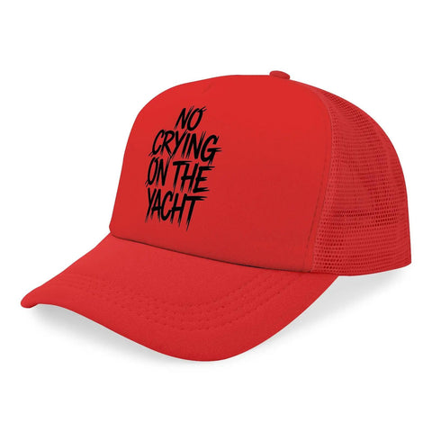 No Crying On The Yacht Distressed Red Adjustable Sun Hat For Men And Women Ventilated Breathable Cap