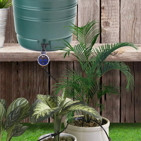 Water Timer For Hose Sprinkler Garden Irrigation Controller With Two Dials No Water Pressure Required Adjustable Schedule attached to hose