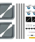 Adjustable Mobile Roller Stands For Mini Fridge And Washing Machine Telescopic Universal Base Dolly parts including wheels, rods, and connectors.