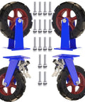 Beefy Heavy Duty 300 Mm Rubber Casters With Silent Castor Wheels, 2 Braked And 2 Non Braked, Industrial Caster Set with screws