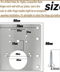 Diagram showing dimensions of 316 Stainless Steel Cabinet Hinge Repair Plates 6 Pack with included screw size details.
