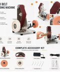Badass Electric Belt Sander Featuring Adjustable Angle And Seven Speed Switches Spanning Four Thousand To Nine Thousand RPM for mini vertical sanding.
