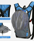 Hydration Pack For Outdoors With Water Bladder, Lightweight Hiking Backpack For Running, Cycling And Climbing, Blue with mesh cover