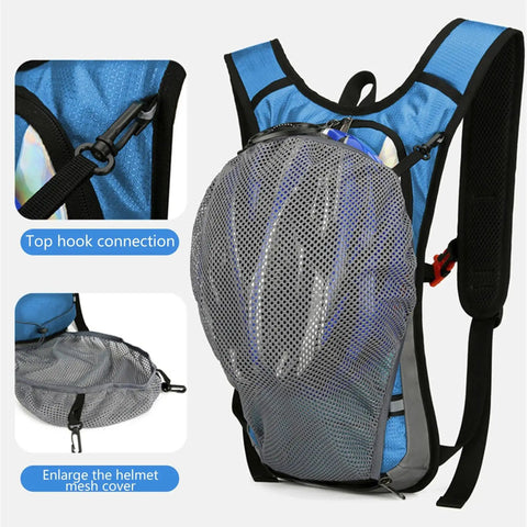 Hydration Pack For Outdoors With Water Bladder, Lightweight Hiking Backpack For Running, Cycling And Climbing, Blue with mesh cover