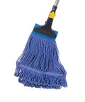 Heavy Duty Wet Mop With Looped End Cotton Mop Head, Industrial Grade String Mop, Telescopic Iron Pole, Adjustable From 44.5 To 55.1 Inches, Jaw Clamp Floor Cleaning For Commercial Use