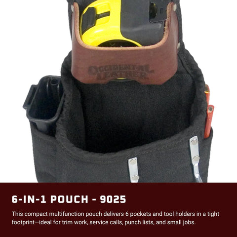6-In-1 Tool Pouch With Six Pockets And Holders, Compact Belt Organizer For Tape, Hammer, Utility Knife, Pencils, Fasteners
