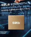 Heavy Duty Packing Tape Refills 12 Pack, 2.7 Mil Clear Packaging Tape securing 50lb box in transit