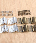 Dope Zinc Alloy Cabinet Hinges Set with Antique Bronze and Silver Finish, Includes 4 Decorative Hinges and 20 Screws, Perfect for Vintage Wood