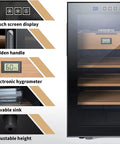 48L Electric Cigar Humidor Cabinet With Cooling And Heating Temperature Control, Spanish cedar shelves, hygrometer display