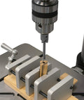 Pen Turning Barrel Mill Trimmer And Cleaner Pro Kit With Three Quarter Inch Cutting Head setup on drill press for DIY pen making.