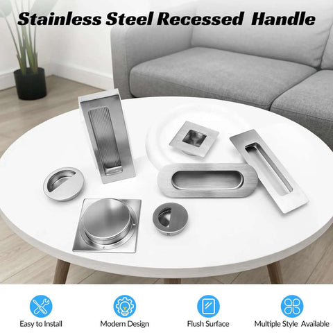 Round Recessed Sliding Closet Door Pulls 40mm Inner Diameter Stainless Steel Door Handle For Pocket Doors Cabinets Drawers Barn Doors
