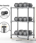 450 Lb Wire Storage Shelving Rack 3 Tier Steel Organizer For Home Kitchen Office Chrome Finish Sturdy Metal Shelving Unit 11.8 Inch Deep 17.7 Inch Wide 26.4 Inch High with weights
