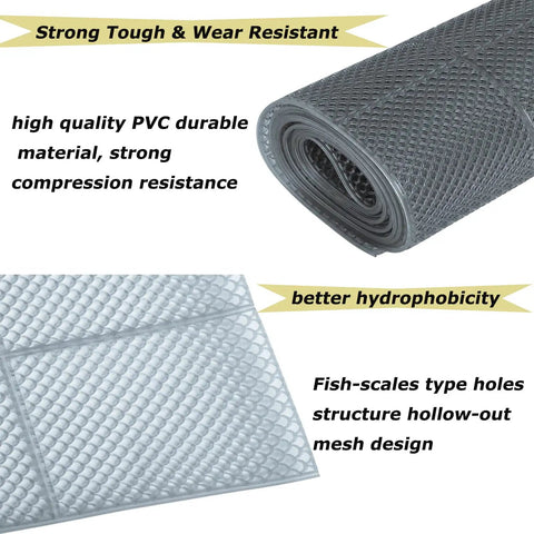 Drainage Floor Mat 3x13 Ft Non Slip Mesh Floor Cover For Wet Areas Pool Garage Patio Garden Restaurant Industrial Use Hollow Hydrophobic Design Drains Water Fast No Water Retention Comfortable Walk Surface