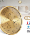 Three In One All Season Wall Hanging Weather Station With Thermometer Barometer And Hygrometer For Home And Office In Fahrenheit Edition Indoor Outdoor Use Accurate Temperature Humidity And Air Pressure Readings.