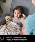 Digital Ear Thermometer For Kids And Adults With Backlit LCD Display, Color Coded Fever Alerts, Beep Indicator, Fast Readings, Gentle In Ear Sensor, Easy To Read Results For Every Age in use with child