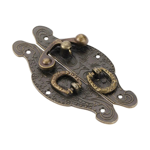 Antique Brass Hasp Lock For Wooden Boxes, intricate vintage gift box latch, jewelry box catch, suitcase 90x50mm, zinc alloy, retro charm