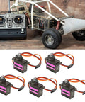 5 Pack Heavy Duty 9g Micro Servo Motor Featuring Upgraded Metal Gears And Double Ball Bearings For Rc Trucks Boats Helicopters And Crawlers, shown with RC car.