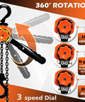YATOINTO mini lever chain hoist, 1/2 ton, 10 ft chain, orange/black steel construction, two hooks