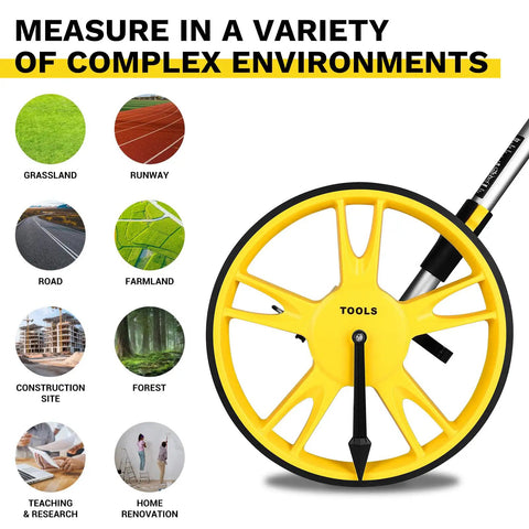 Knockout 12 Inch Manual Measuring Wheel Tracks Yard Distances In Feet Up To 99999 Ft With Quick One Key Reset Portable Folding Rolling Counter For Hardscaping And Outdoor Projects No Sweat