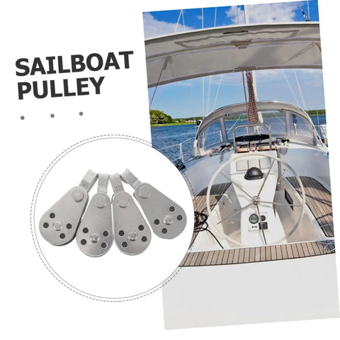 Stainless Steel Marine Pulley Block Bundle For Kayak And Boat Deck Hardware Accessories, Cable Pulley Bearing Wheel displayed on sailboat