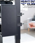 Clamp-On Under Desk Shelving Unit For Office Supplies, Gaming Devices, And More, Multi Level Desk Organizer, Black finish