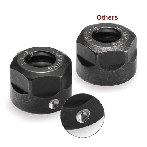 ER11-A Collet Clamping Nut Set With Dynamic Balance Holes For CNC Milling Lathe Holders, close-up of two nuts in alloy steel.