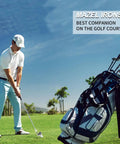 Golfer on course with Golf Iron Set 1 Through 9 With Steel Shafts For Right Handed Golfers Stainless Steel Black Silver Finish.