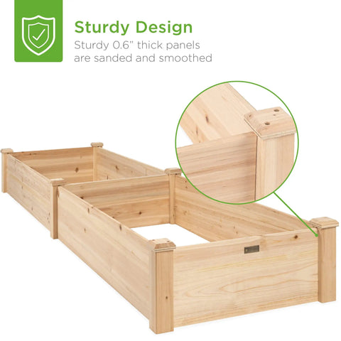 8x2ft Outdoor Wooden Raised Garden Bed Planter For Vegetables And Grass Backyard Lawn Natural Finish Durable Fir Wood Easy Assembly With Pre Sanded Panels And Dovetail Joints