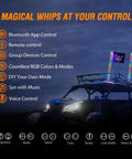 ATV with 2 Pack 2 Foot RGB LED Whip Light Kit With Bluetooth App Control And Remote DIY Chasing Modes at night