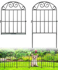 10 Panel Collapsible Garden Fence For Dogs And Rabbits Black Rustproof Metal Wire Arched Border 10 Ft Long 24 In High Landscape Patio Yard Edging For Flower Beds Outdoor Decor with decorative arch design in garden setting.