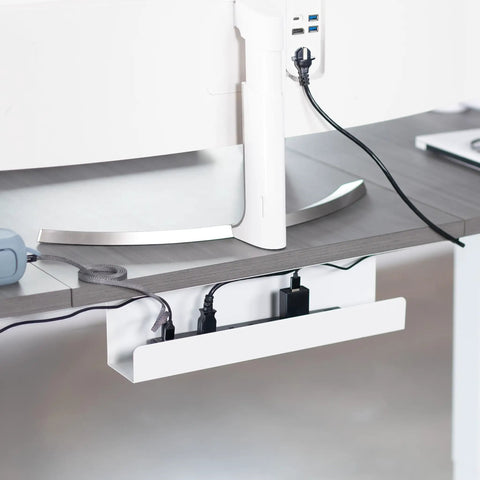 Under Desk Cable Management Tray For A Clean Home Office, 16.5 Inch Cord Organizer Keeps Power Strips And AV Cables Hidden