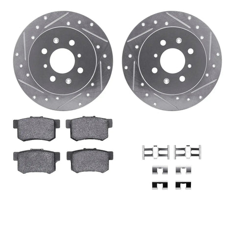 Upgrade Your Ride With Premium R1 Concepts Rear Brake Kit For 2001-2005 Acura EL And 2002-2003 Honda Civic Hatchback Includes Drilled Slotted Rotors Plus Ceramic Pads For Top Notch Damping Control