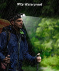 Man using Rechargeable LED Headlamp Beast Bright With Three Light Modes, Wide Beam, Tough As Nails Build, in rain