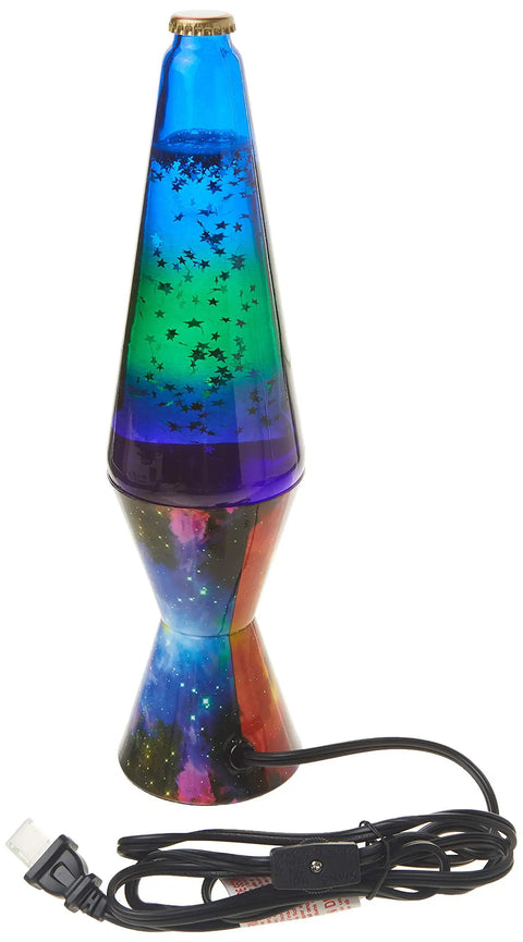 Colormax 14.5 Inch Galaxy Motion Lamp With Silver Glitter Liquid And Clear Fluid Tri Color Globe Galaxy Base Decor