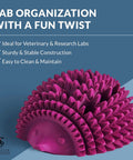 Hedgehog Themed Test Tube Rack For 13mm Tubes Holds 12 Glass Or Plastic Tubes Vial Holder, grape color, in office setting