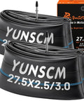 Two Pack 27.5 Inch Heavy Duty Bike Tubes 27.5x2.5 2.0/3.0 64/76-584 With 48mm Presta Valve on display with box