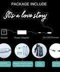 Package includes for It's A Love Story Personalized Neon Light Sign For Bedroom And Wedding Decor Large 23.6 Inch LED Neon Sign