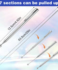 Diagram showing 7-section Telescoping Magnetic Pick Up Tool Set 25 Inch Reacher Grabber with Pocket Clip and extended lengths.