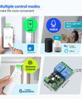 Two Channel WiFi Smart Relay Switch With 5V 12V 24V 36V DC Support Passive Output Ewelink App Control Works With Alexa And Google Home Inching And Self Locking Modes Remote On Off From Anywhere, 60x32mm board