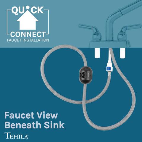 Quick connect faucet installation for Space Saving Utility Sink With Pull-Out Chrome Faucet And Built-In Soap Dispenser White.