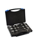 Low Profile Three Eighth Inch Drive Socket Set With Magnetic Inserts for Nuts and Bolts in carry case, standard and metric sizes.